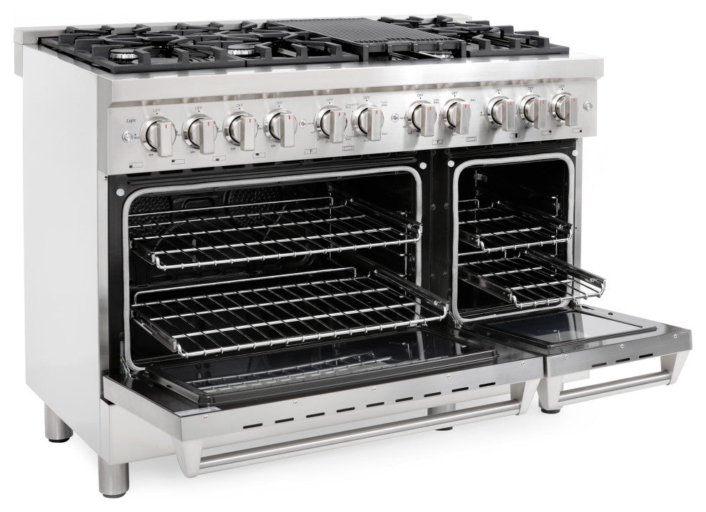 Cosmo Pro Double Oven Dual-Fuel Range 6 Burners w/ Griddle 48"�