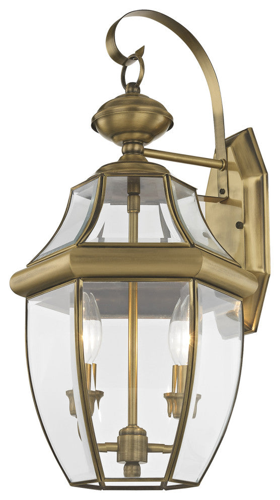 Livex Lighting Monterey 2 Light Antique Brass Medium Outdoor Wall Lantern
