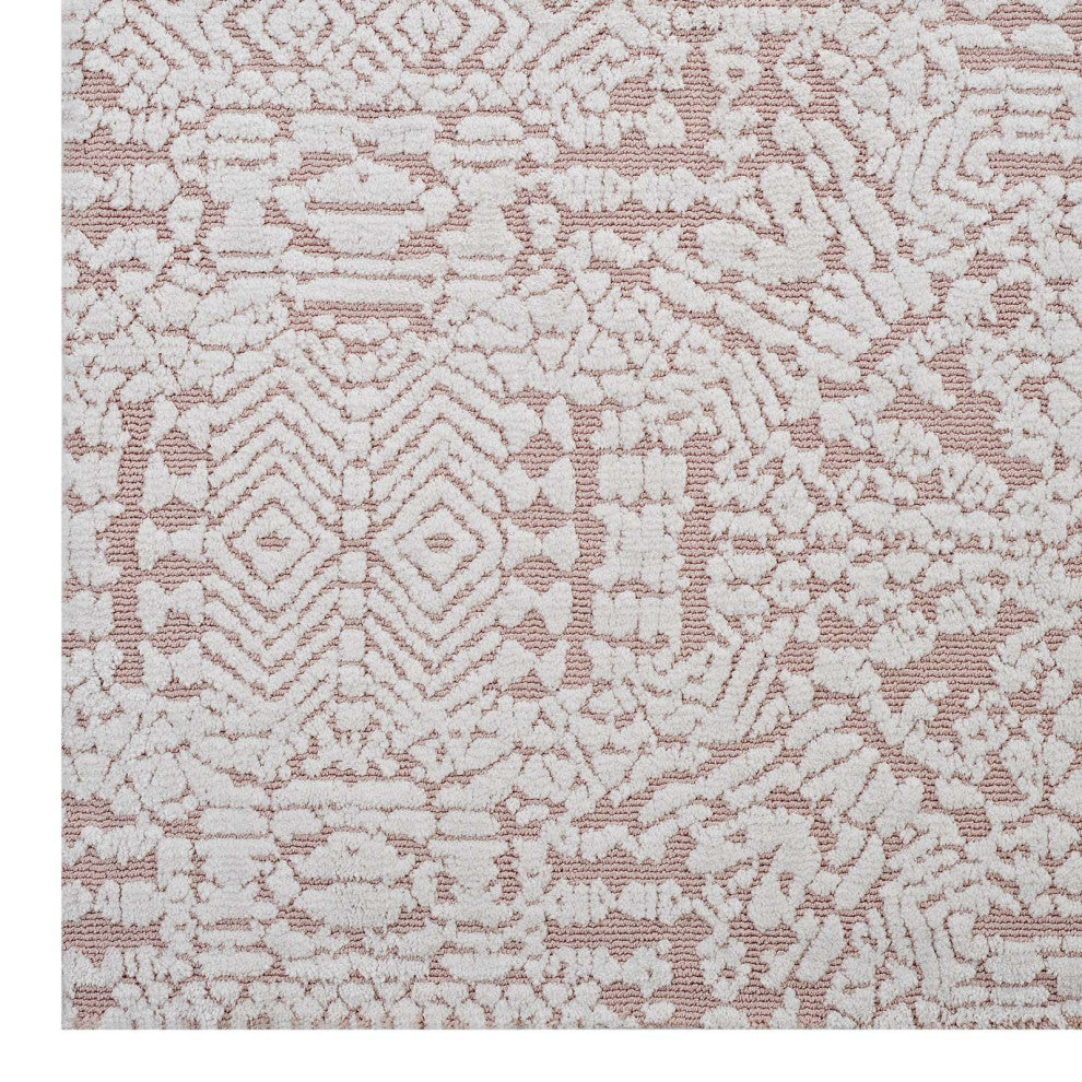 Ivory and Cameo Rose Javiera Contemporary Moroccan 8x10 Area Rug