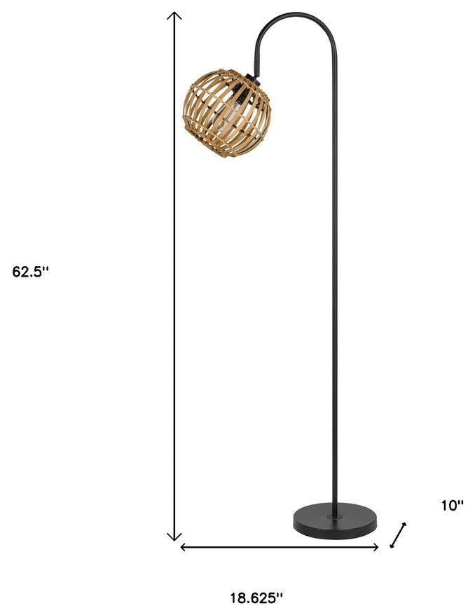 63" Black Traditional Shaped Floor Lamp With Brown Globe Shade
