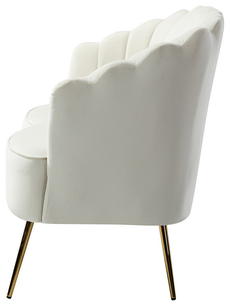 Upholstered 52" Loveseat With Tufted Back, Ivory