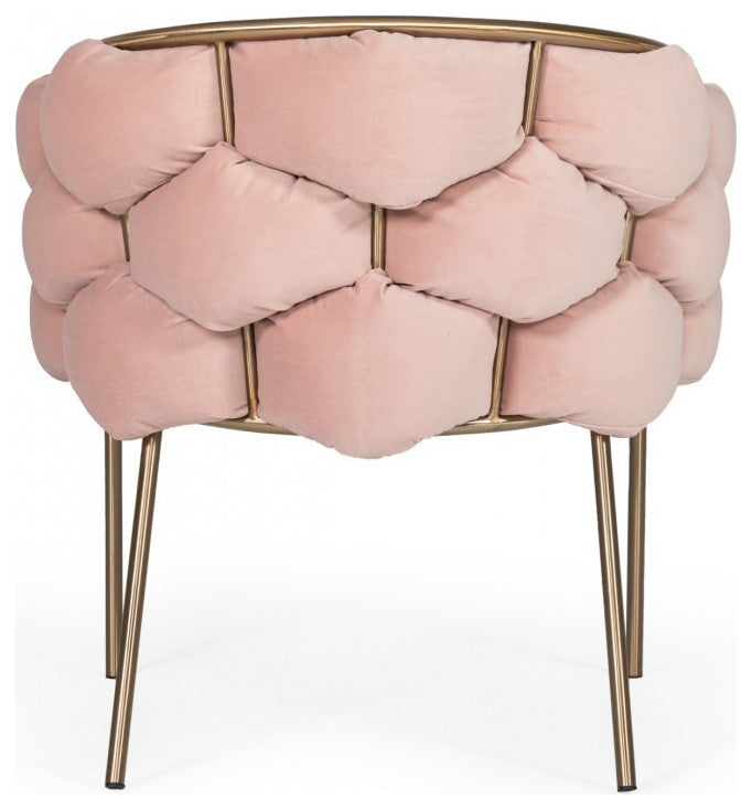 Pink Geo Velvet and Brushed Brass Velvet Dining Chair