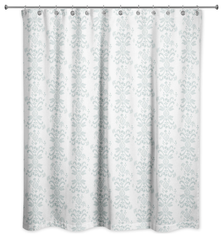 Blue Floral Crest 71x74 Shower Curtain