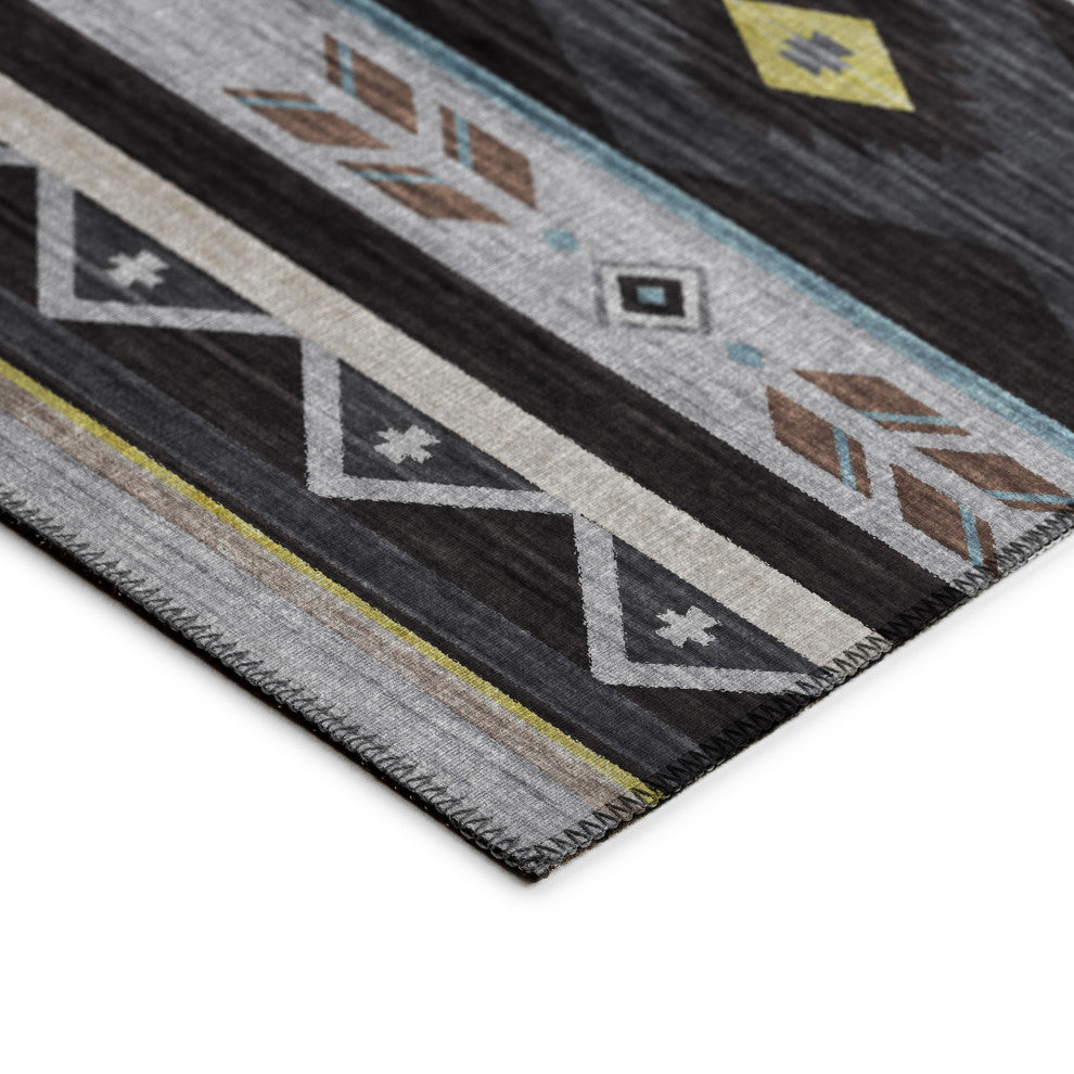 Indoor/Outdoor Phoenix PH3 Black Machine Washable 8' x 10' Rug