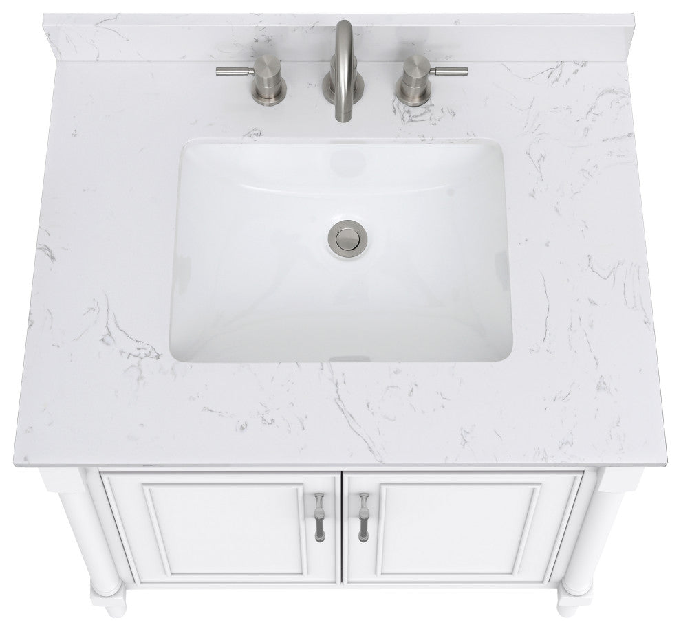 Avanity Bristol 30" Vanity Combo, White and Cala White Engineered Top