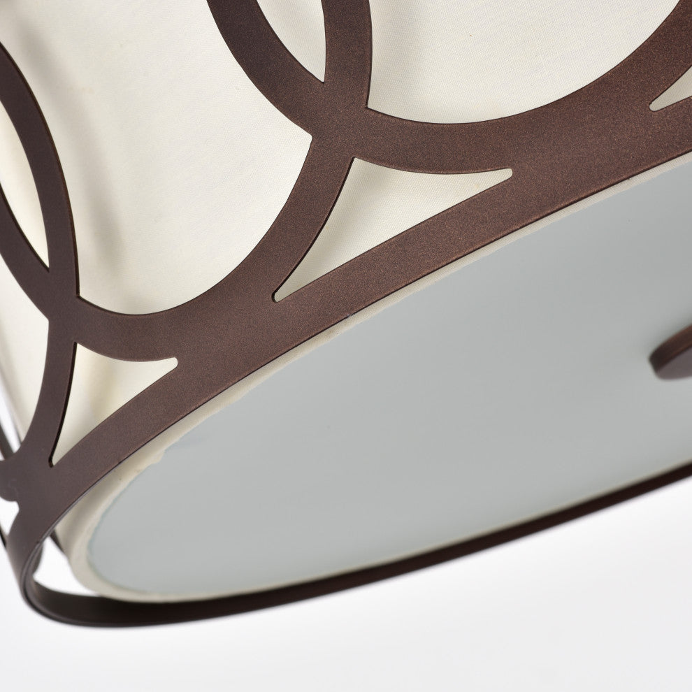 CHLOE Lighting BRONX Transitional 3-Light Oil Rubbed Bronze Semi-Flush Fixture