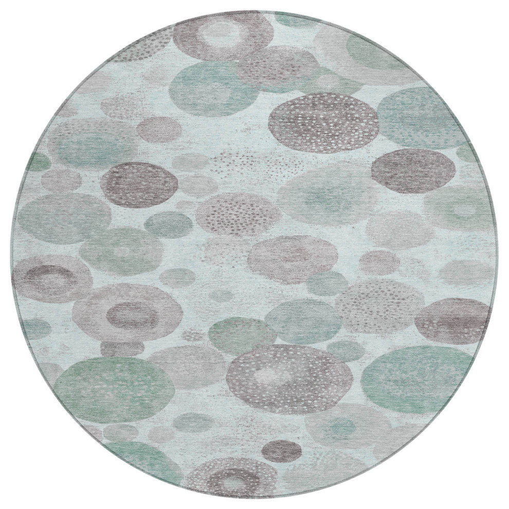 Machine Washable Indoor/Outdoor Chantille ACN1896 Mint 8' x 8' Round Rug