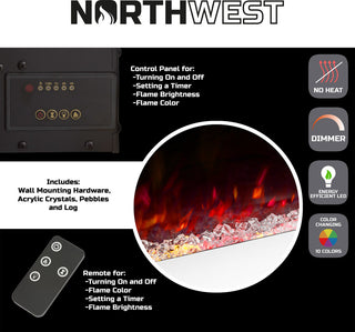 Electric Color Changing Fireplace, Wall Mounted 50" by Northwest