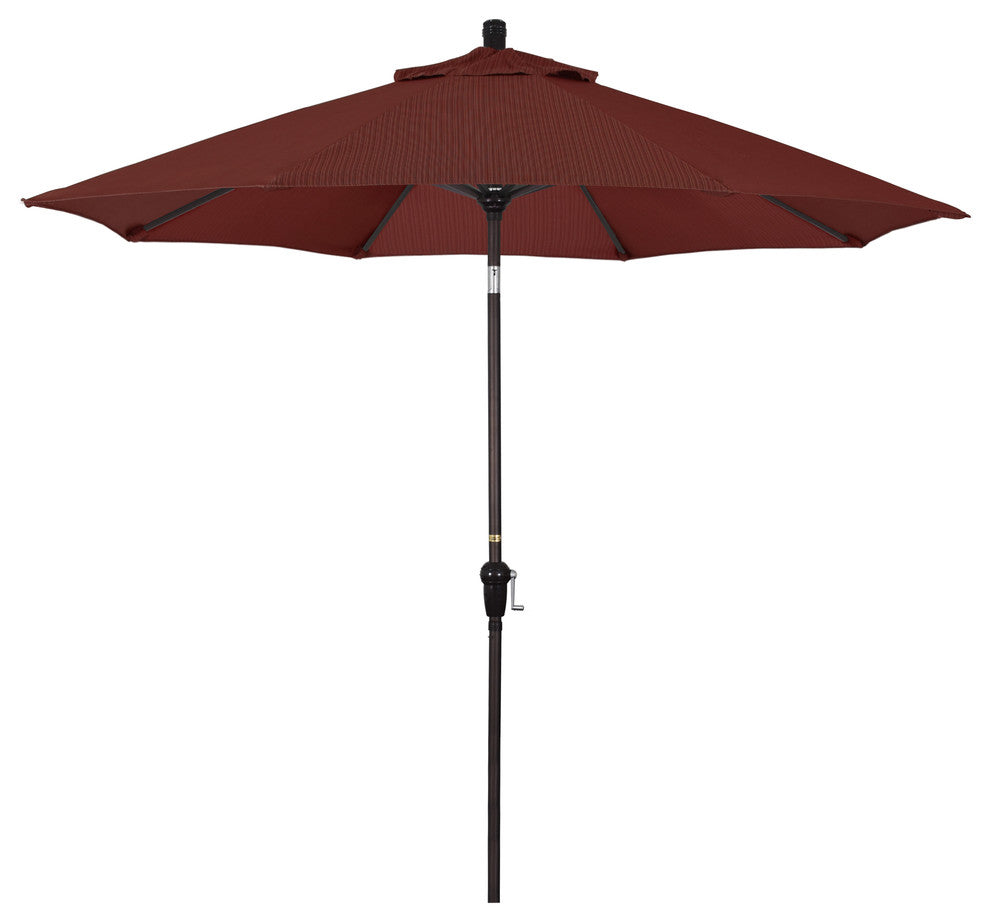 9' Bronze Auto-Tilt Crank Aluminum Umbrella, Terrace Adobe Olefin