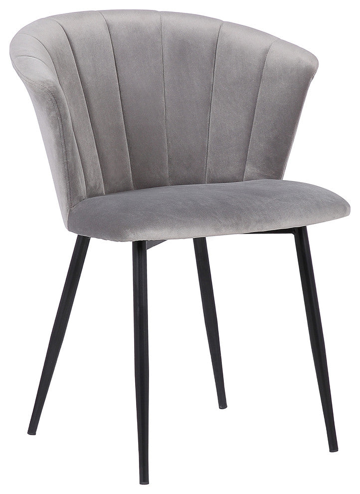 Lulu Contemporary Dining Chair in Black Powder Coated Finish and Grey Velvet