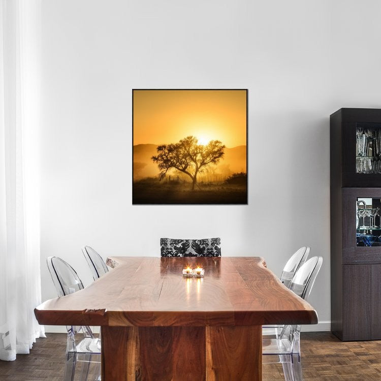 "Golden Sunrise" Framed Canvas Giclee by Piet Flour, 37x37"
