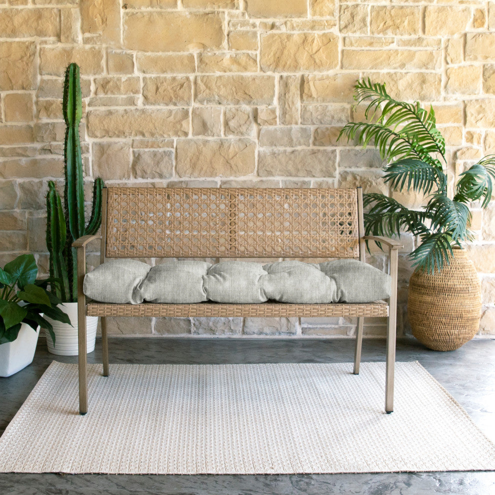 Sunbrella Canvas Indoor/Outdoor Tufted Bench Cushion, Granite, 55x18x2"