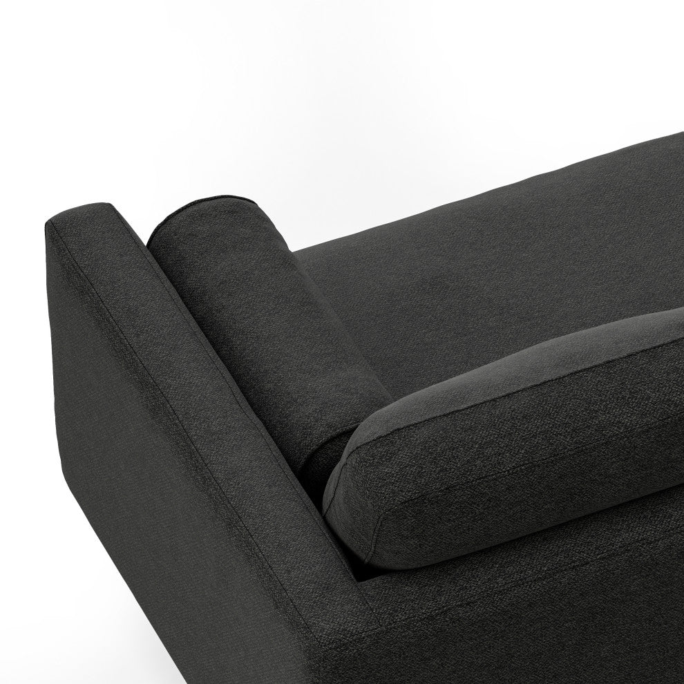 Morrison Mid Century Left Sectional Wide Sofa Tightly Woven Performance Fabric, Charcoal Grey