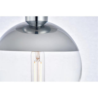 Living District Eclipse 1-Light Metal & Glass Flush Mount in Chrome/Clear