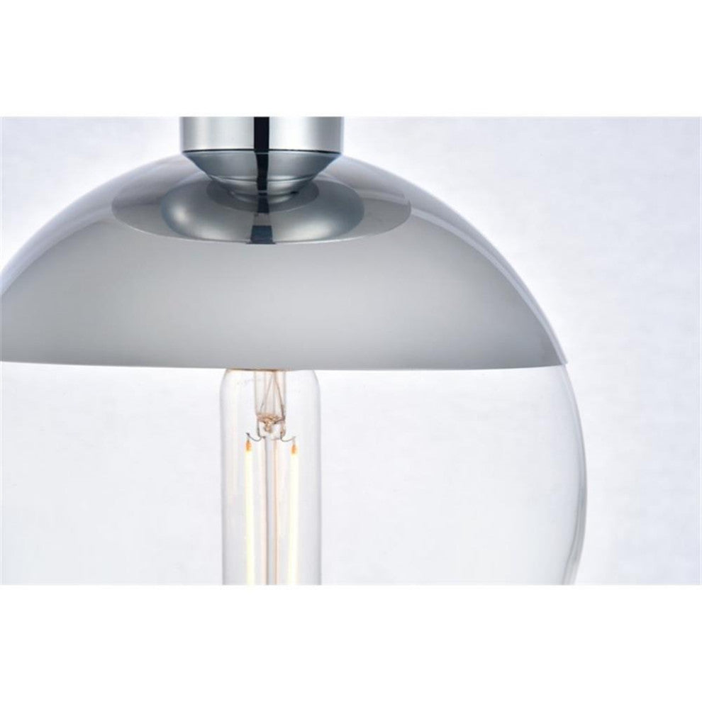 Living District Eclipse 1-Light Metal & Glass Flush Mount in Chrome/Clear