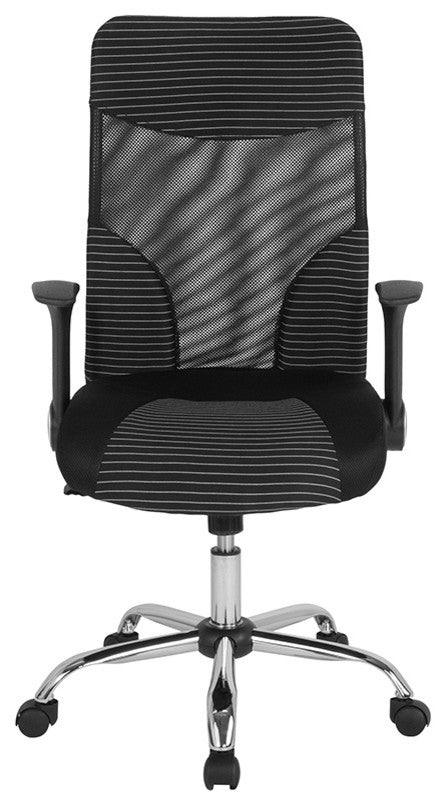 Milford High Back Office Chair With Contemporary Mesh Design-Black and White