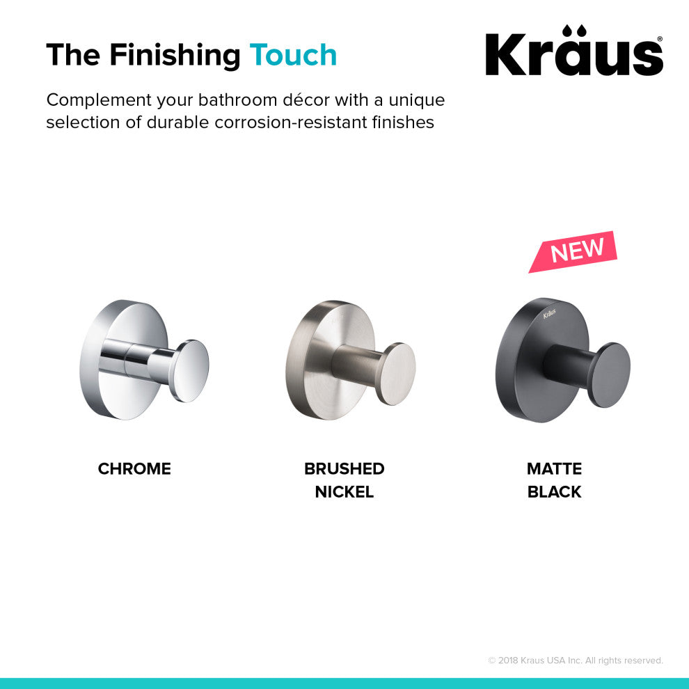 Elie Bathroom Robe and Towel Hook, Chrome