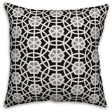 Black and Gray Geo Circles 16x16 Throw Pillow