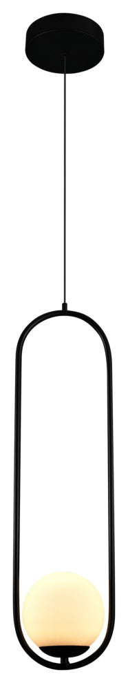7" ETL Certified Integrated LED Pendant Lighting Fixture With Glass Shade, Black