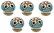 Flower 1-5/8", 42mm,  Blue and Multicolor Cabinet Knob, Pack of 5
