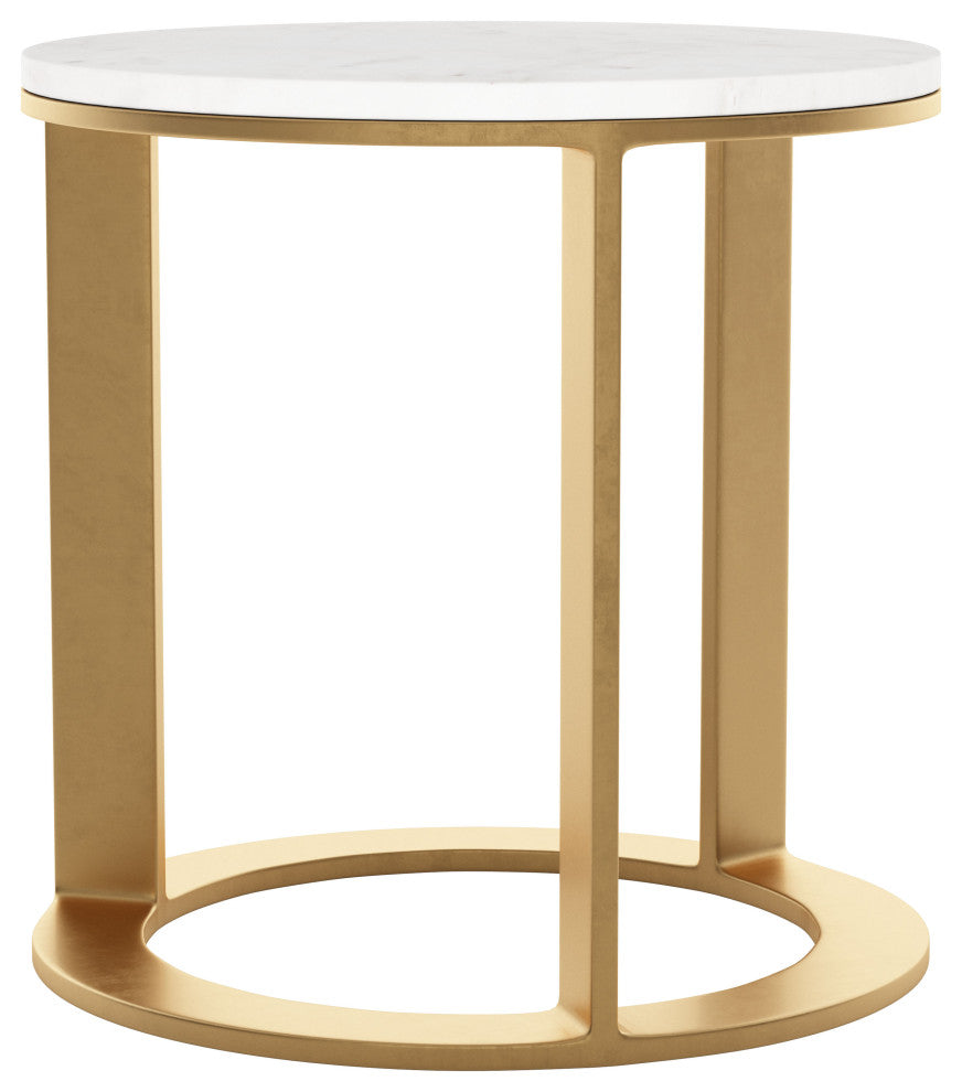 Helena Marble Side Table White & Gold