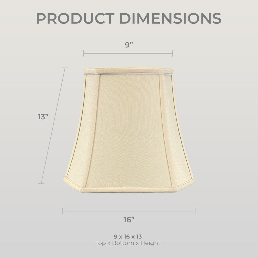 Royal Designs Square Cut Corner Bell Lamp Shade, Beige, 9"x16"x13", Set of 2