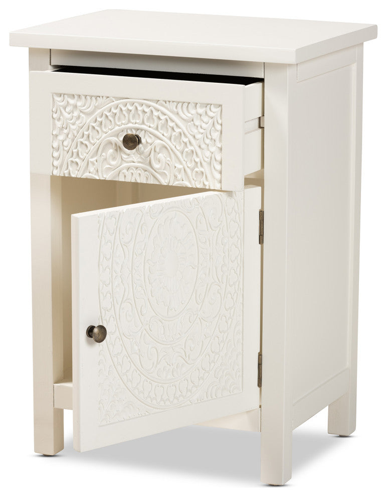 Lambert Classic and Traditional White Finished Wood 1-Drawer Nightstand