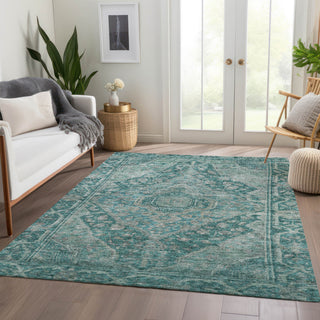 Machine Washable Indoor/Outdoor Chantille ACN1761 Teal 5' x 7'6" Rug
