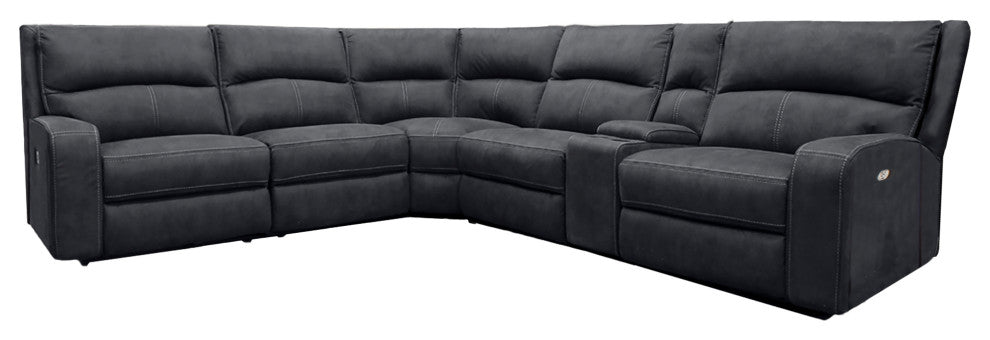 Polaris Slate 6 Piece Power Reclining Sectional With Power Adjustable Headrests