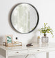 Travis Round Wood Accent Wall Mirror, Gray 25.6 Diameter