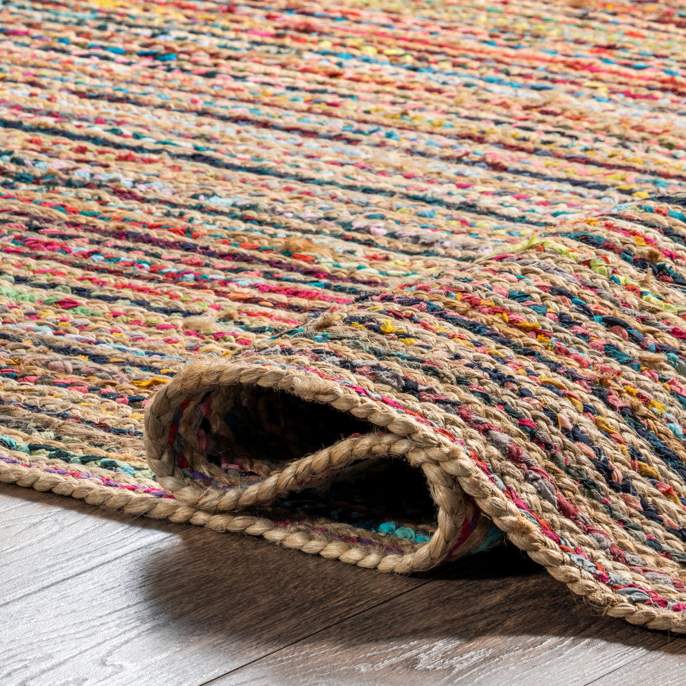 Nuloom Braided Tropical Spectrum Jute Area Rug, Multicolor 5'x8'