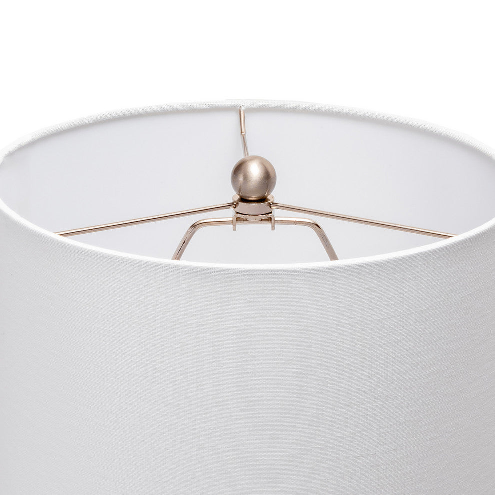 Nuloom 24" Cressida Ribbed Ceramic Linen Shade White, On-Off Switch Table Lamp
