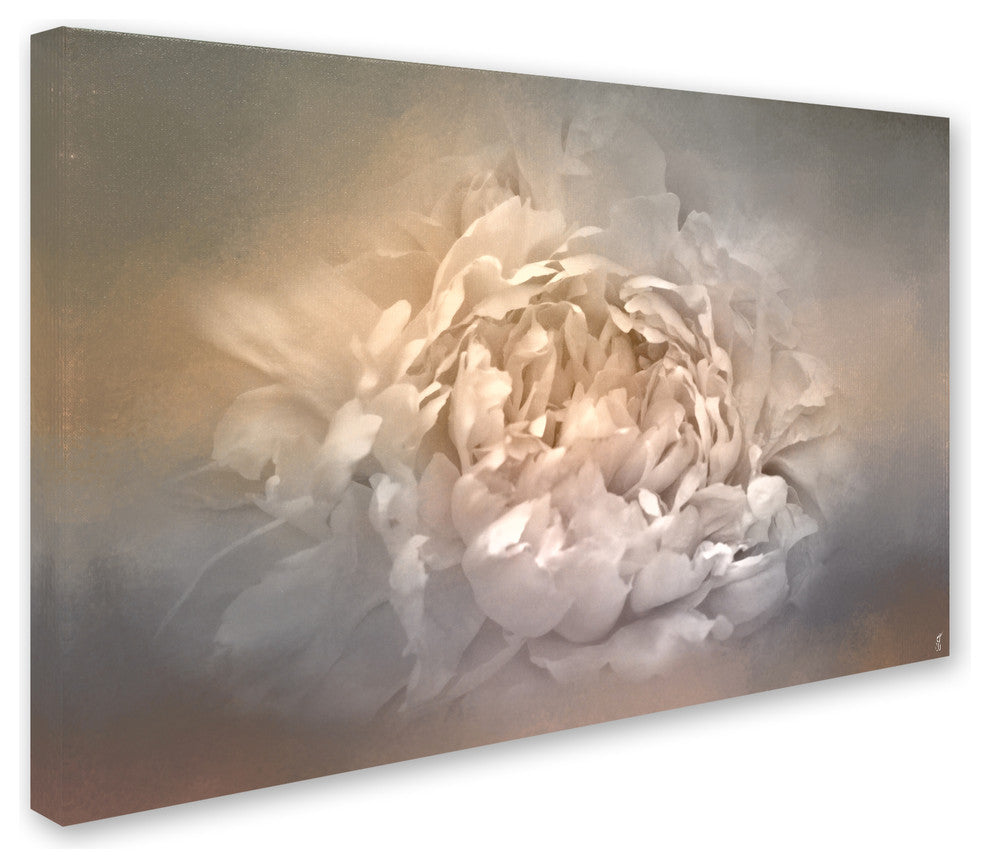 Jai Johnson 'Blushing Silver And Gold Peony' Canvas Art, 32 x 22