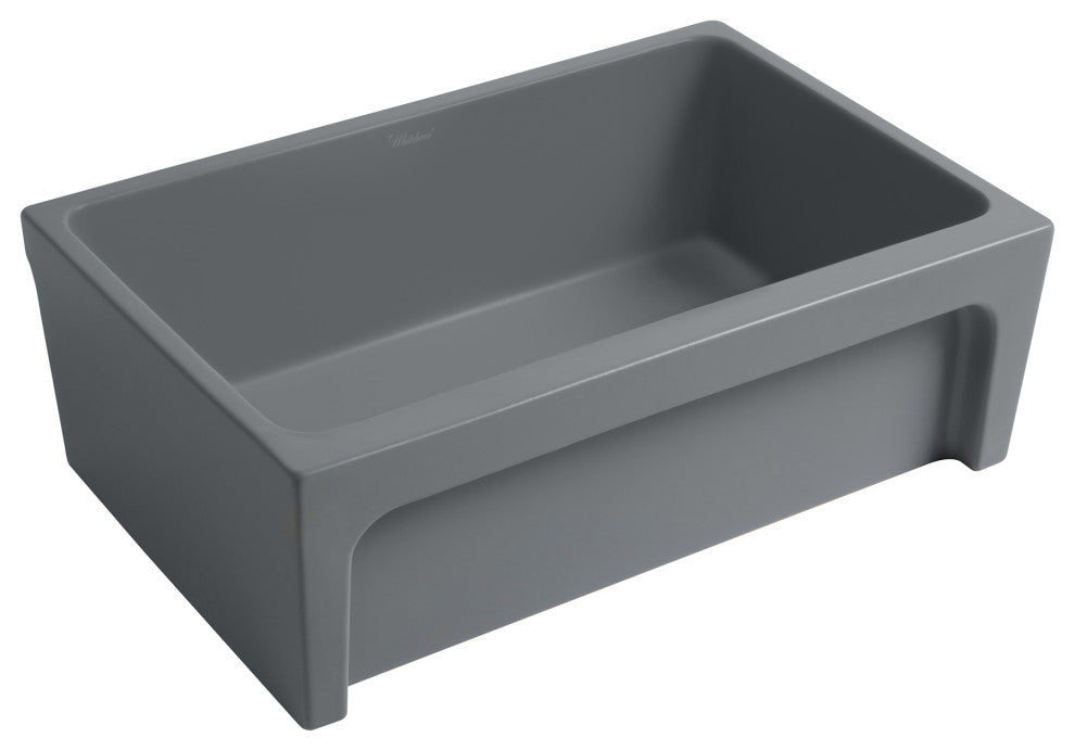 Whitehaus WHQ5530-M-CEMENT Glencove Fireclay Kitchen Sink, Matte Cement