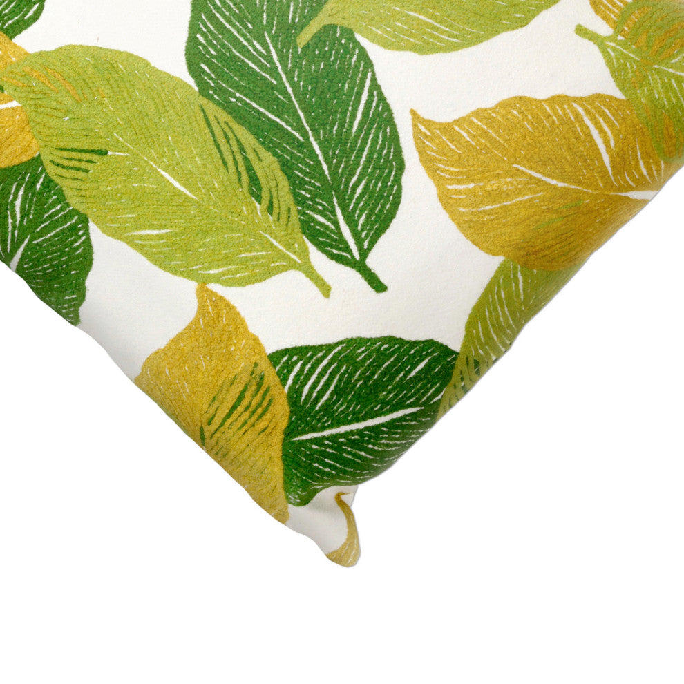 Visions I Mystic Leaf Pillow, Green, 20"x20"