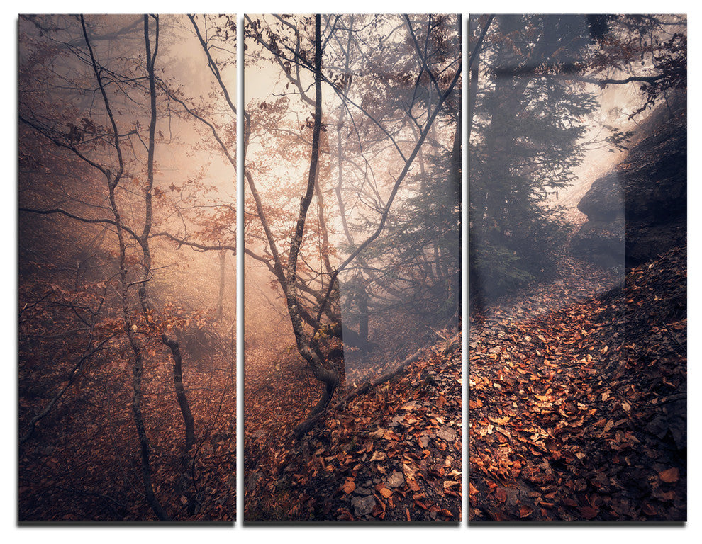 "Vintage-Style Leaves and Trees" Photo Metal Wall Art, 3 Panels, 36"x28"