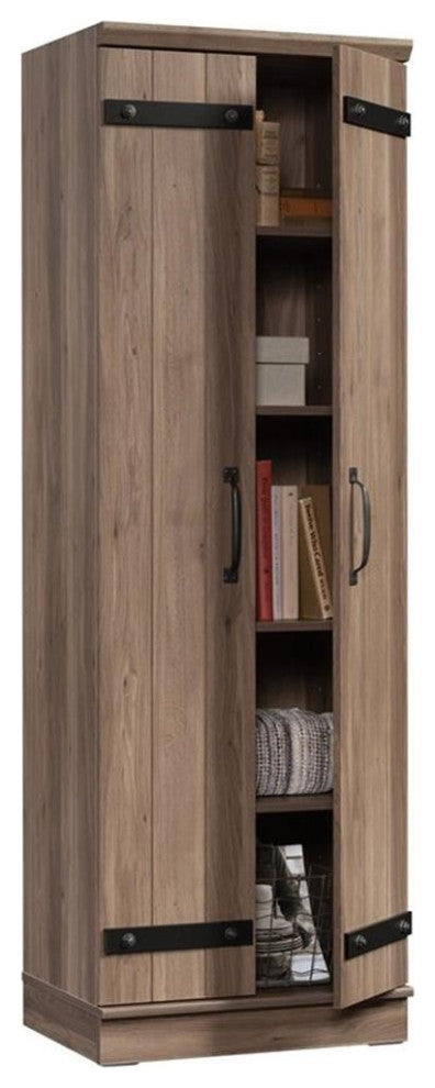 Sauder HomePlus 2-Barn Door Engineered Wood Narrow Storage Cabinet in Salt Oak