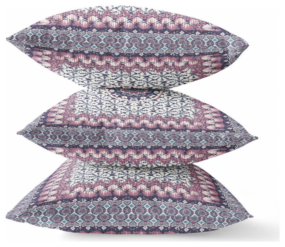 20 Pink Gray Holy Floral Indoor Outdoor Throw Pillow