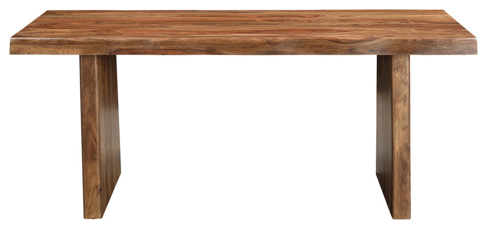 Damian 7-piece Upholstered Live Edge Solid Wood Dining Set, Brown