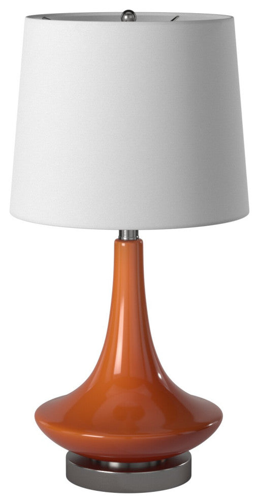 Retro Orange Glass Table Lamp With Steel Base