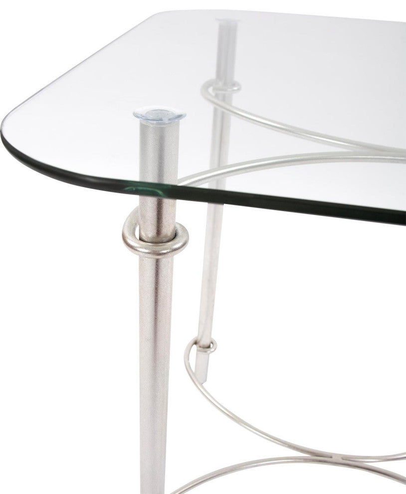 Laurel Square Side Table, Silver Finish
