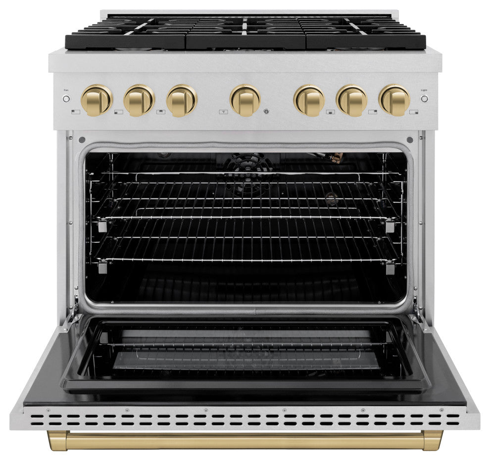 ZLINE 36" Freestanding Gas Range, DuraSnow With Champagne Bronze SGRSZ-36-CB