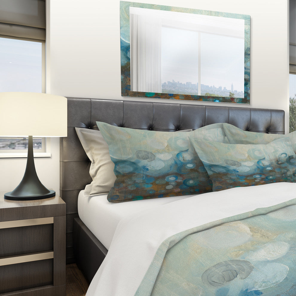 Blue and Bronze Dots On Glass I Duvet Cover Set, Twin