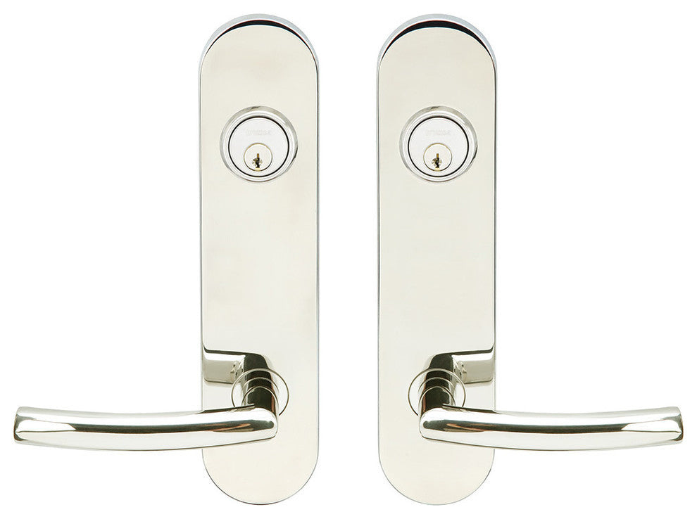Oslo Lever, Tubular Entry, Double Cylinder, Polished Stainless Steel