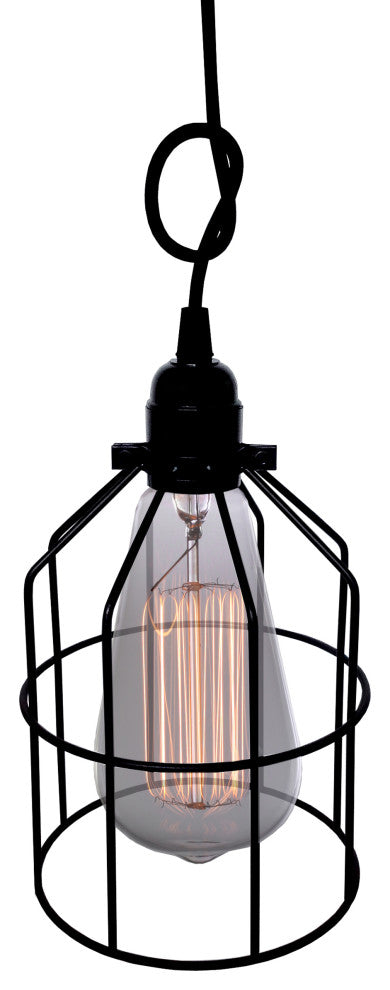 Leena 1-light Black Adjustable Height 6" Edison Pendant With Bulb
