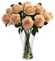 Blooming Roses With Vase, Peach