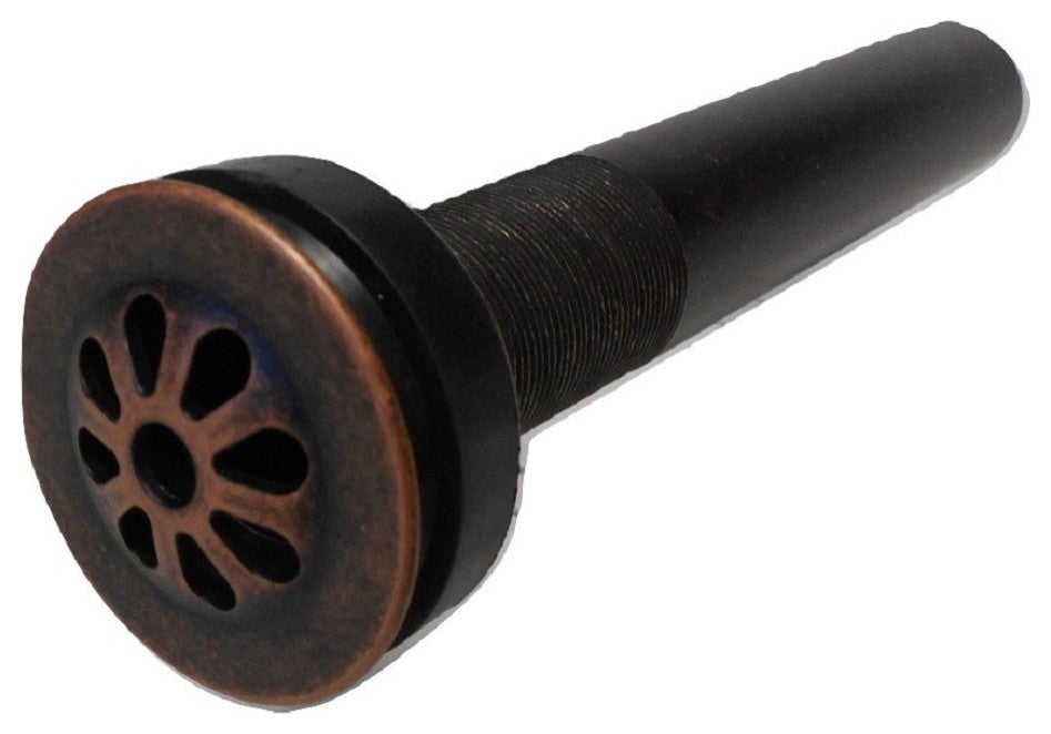 15" Round Copper Vessel Bucket Sink with Green Distressed Exterior, Daisy Drain