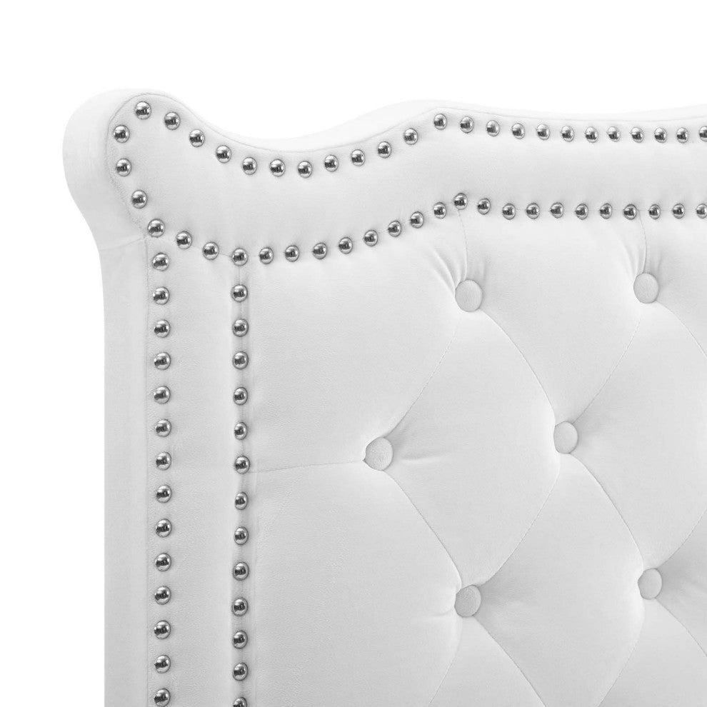 Louisa Tufted Performance Velvet Twin Headboard, White