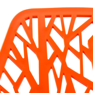Leisuremod Asbury Plastic Stackable Dining Chair With Chromed Legs, Set of 2, Orange