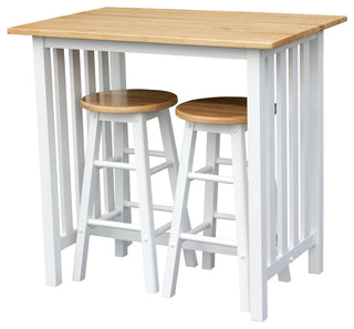 3-Piece Breakfast Set Made With Solid Wood, White